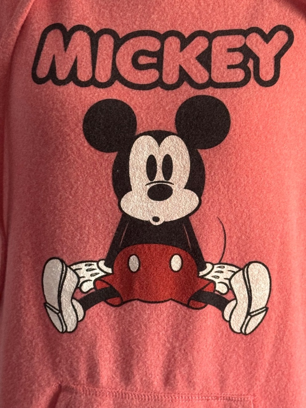 DISNEY Mickey Mouse Pullover Hooded Flannel Sweatshirt Y2K Pink Vintage Size MED - Picture 2 of 6